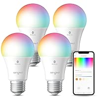 Alexa Light Bulbs, 75W Equivalent, S1 Auto Pairing with Alexa Devices, Smart Light Bulb that Work with Alexa, Bluetooth Mesh Smart Home Lighting, ‎Multicolor Dimmable, No Hub Required,4-Pack