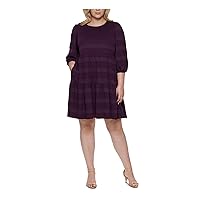 Jessica Howard Womens Textured Striped Sweaterdress Purple 1X