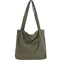 WantGor Women Corduroy Tote Bag, Large Shoulder Hobo Bags Casual Handbags Big Capacity Shopping Work Bag (Army Green)