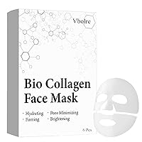 Bio Collagen Face Mask 6 Sheets, Bio-Collagen Deep Mask Overnight, Korean Face Mask Skincare, Pure Collagen Facial Sheet Masks Glow Hydrating Anti Wrinkle Lifting Mask