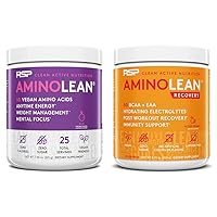Vegan AminoLean Pre Workout Energy (Acai 25 Servings) with AminoLean Recovery Post Workout Boost (Blood Orange 30 Servings)