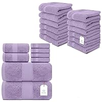 White Classic Luxury Lavender Bath Towel 8 Piece Set: 2 Bath Towels | 2 Hand Towels | 4 Washcloths - Washcloths Set of 12 13