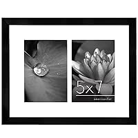 5x7 Double Picture Frame in Black - Use as One 11x14 Picture Frame Without Mat or Two 5x7 Frames with Mat - Photo Frame with Engineered Wood and Shatter-Resistant Glass for Wall