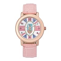 Montserrat Paisley Flag Fashion Leather Strap Women's Watches Easy Read Quartz Wrist Watch Gift for Ladies
