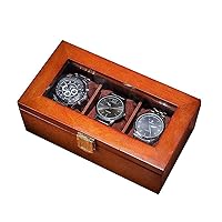 Watch Box Organizer Wristwatch Box 3 Slot Watch Case Glass Lid Watch Display Case Watch Organizer Watches Storage Case for Birthday
