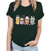 Women Easter Day T Shirt Cute Bunny Rabbit Mask Printed Graphic T-Shirt Funny Leopard Print Shirts Short Sleeve Tops