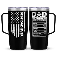 SANDJEST Dad Cup Tumbler with Handle 20oz Dad Nutrition Facts Stainless Steel Travel Coffee Mug Best Dads Gift for Fathers Birthday Christmas Valentines Gift for Men Father Daddy from Daughter Son