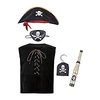 YiZYiF Boys Pirate Costume Halloween Cosplay Pirate Role Play Dress Up with Accessories