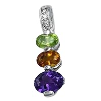 Carillon Amethyst Natural Gemstone Oval Shape Pendant 925 Sterling Silver Anniversary Jewelry