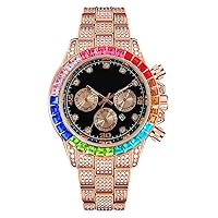 Mens Watches Luxury Colorful Iced Out Crystal Rhinestone Diamond Watch Women Men's Stainless Steel Bracelet Wrist Watch