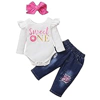 1st Birthday Outfits Sweet One Outfit Set Donut Bodysuit with Headband