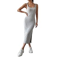 Women's Dress Dresses for Women Split Thigh Tank Dress (Color : Light Grey, Size : X-Small)