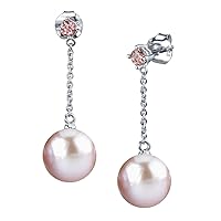 THE PEARL SOURCE 8-9mm Genuine Pink Freshwater Cultured Pearl & Gemstone Pink Earrings for Women