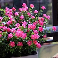 Artificial Flowers Outdoor UV Resistant Fake Plastic Plants Outside Indoor Hanging Faux Greenery Shrubs Arrangement for Vase Porch Window Box Patio Wedding Home Decoration (Pink)