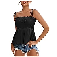 My Orders Placed Recently By Me Spaghetti Strap Tank Tops Women Sexy Casual Camisole Smocked Ruffle Hem Cami Shirt Summer Going Out Top Blouses V Neck Lace Trim Eyelet