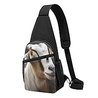Sling Bag Crossbody for Women Fanny Pack Animals Goat Chest Bag Daypack for Hiking Travel Waist Bag