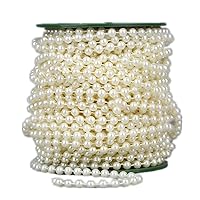 82Feet/25Meter Length Roll Beige Pearl String Party Garland Wedding Centerpieces Bridal Bouquet Crafts Christmas Tree Decoration