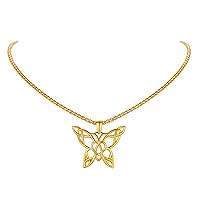 FindChic Butterfly Necklace for Women Girls Stainless Steel/925 Sterling Silver/Gold Plated Dainty Necklace Small/Hollow-out/3D Stereoscopic Butterfly Design Jewelry Gift for Valentine Birthday, with Gift Box