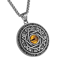 Color of Eyes Talisman Seal Solomon Six-pointed Star 12 Constellation Pendant stainless steel Necklace