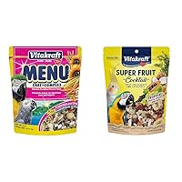 Vitakraft Menu Premium Parrot Food - Vitamin-Fortified - Macaw, Amazon, Conure, and Parrot Food & Fresh Super Fruit Cocktail - Tropical Parrot Fruit Blend - Parrot and Parakeet Treats