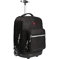 18 inches Wheeled Rolling Backpack Small Suitcase Carry-on for Business Men Women College Books Laptop Travel Trolley Bag, Black