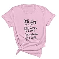 One Day at A Time T-Shirt Women Mental Health Awareness Graphic Shirt Positive Motivational Quote Saying Tees Tops