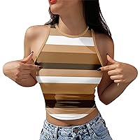 Women's Tank Top Summer Sleeveless Striped Printed Shirt Round Neck Casual Slim Top Comfortable Cool Blouse T-Shirt