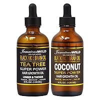 Jamican Wild Black Rice Bran Tea Tree Oil 4oz + Coconut Oil 4oz