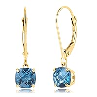 10k Yellow Gold 6mm Round Birthstone Dangle Earrings for Women with Leverbacks by MAX + STONE