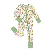 Unisex Baby Bamboo Viscose Pajamas with Mittens and Feet Cuffs 2 Way Zipper Long Sleeve Romper Sleep and Play
