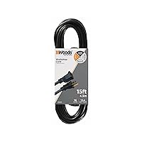 Woods 990261 16/3 SJTW 15-Foot General Purpose Black Extension; Tangle Free Light Duty Garage and Workshop Power Cord