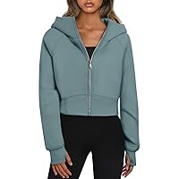 Trendy Queen Womens Zip Up Hoodies Cropped Sweatshirts Fall Outfits Casual Hooded Pullover Sweaters Tops Winter Clothes 2024