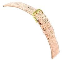 17mm deBeer Lizard Grain Pink Padded Stitched Handcrafted Watch Band Regular