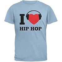 Old Glory I Heart Hip Hop Light Blue Adult T-Shirt - Large