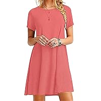 YMING Womens Short Sleeve Ombre Dress Summer Casual T-Shirt Dresses Loose Fit Gradient Sundress Plus Size