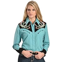 Scully Horseshoe and Rose Embroidered snap Front Shirt PL637 TUR **