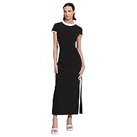 Donna Morgan Women's Colorblock T-Shirt Maxi with Side Slit