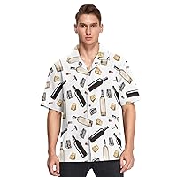 vvfelixl Popcorn and Movie Ticket Striped Boxes Hawaiian Shirt for Men,Men's Casual Button Down Shirts Short Sleeve for Men S