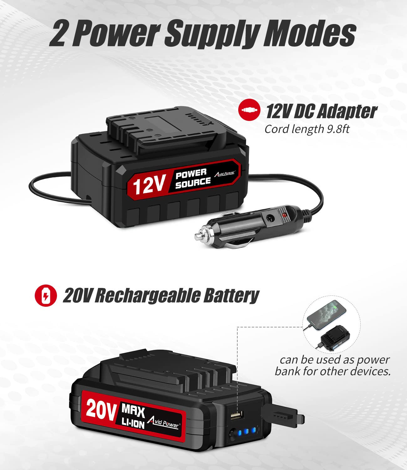 AVID POWER Tire Inflator Air Compressor Bundle with 20V Cordless Drill Set