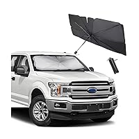 8sanlione Car Windshield Sun Shade, Folding Auto Sunlight Shield for Front Window, Vehicle Heat Protection Umbrella Cover Blocks UV Rays, Windscreen Universal for Most Cars (Opening/Silver, 53