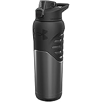 Under Armour Dominate Stainless Steel Water Bottle, 24oz, Silicon Body Grip, Vacuum Insulated, Carabiner Hook Carry, Protective Cap, Leak Proof, For Kids & Adults, All Sports, Gym