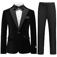 Boys Velvet Tuxedo Suit for Boys Slim Fit Formal Wedding Outfit Suit Size 4-14 Kids 2 Piece Tuxedo Blazer Jacket Suit Set