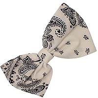 Topkids Accessories Fabric Paisley Print Bow Hair Clip for Girls & Women, Hair Accessories for Girls, Cute Hair Clip for Girls, Bandana Print Bow Clip, Unisex Hair Accessory, Pretty Bow Hair (White)
