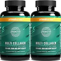 2 Pack, Multi Collagen Pills for Women and Men (Type I, II, III, V, X) Collagen Supplements for Women and Men, 120 Capsules w/Vitamin C for Hair, Skin, Nails Collagen Peptides Pills