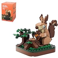 Mini Animals Building Blocks Set,Land Animal Themed Collection Construction Building Bricks Toy,Cute Home Decors(4th Series) (Squirrel)