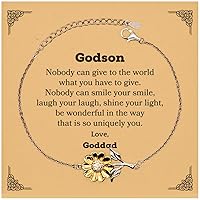 Godson Inspirational Gifts from Goddad, Nobody can give to the world, Motivational Birthday Sunflower Bracelet for Godson