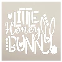 Little Honey Bunny Stencil by StudioR12 | DIY Farmhouse Spring Home Decor | Fun Easter Word Art | Craft & Paint Wood Sign | Select Size (12 x 12 inch)