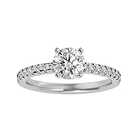 1 CTW EF/VVS GRA Moissanite and 0.23CTW IJ/SI Natural Diamond Proposal Engagement Ring for Women in 14k Pure Solid Gold Size 4 to 10.5 by VVS Gems
