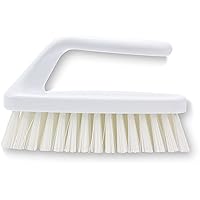 SPARTA Scrub Brush with Iron Shaped Handle and Stiff Bristles, Heavy Duty Scrubber Brush for Kitchen, Bathroom, Shower, Tile, Sink, Carpet and Bakepans, Polypropylene, 6 Inches, White