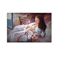 Mother Feeding Baby, Pregnant Woman Art, Motherly Love Art Painting Wall Posters Canvas Art Poster And Wall Art Picture Print Modern Family Bedroom Decor Posters 08x12inch(20x30cm)